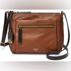 FOSSIL Leather Vickery Crossbody Bag - Brown - Great Condition